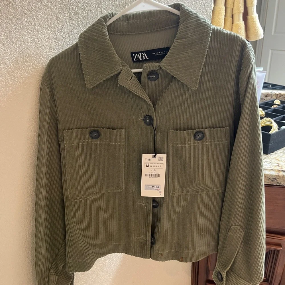 Zara Olive Green Corduroy Jacket size M - Picture 3 of 5